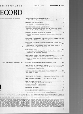 NOVEMBER 1945 ARCHITECTURAL RECORD-ARCHITECT-BUILDING PLANS-INDUSTRIAL-VERY RARE