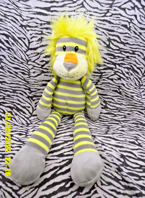 CARREFOUR CMI DOUDOU PELUCHE TIGRE GRIS JAUNE RAYE BILLE 36CM