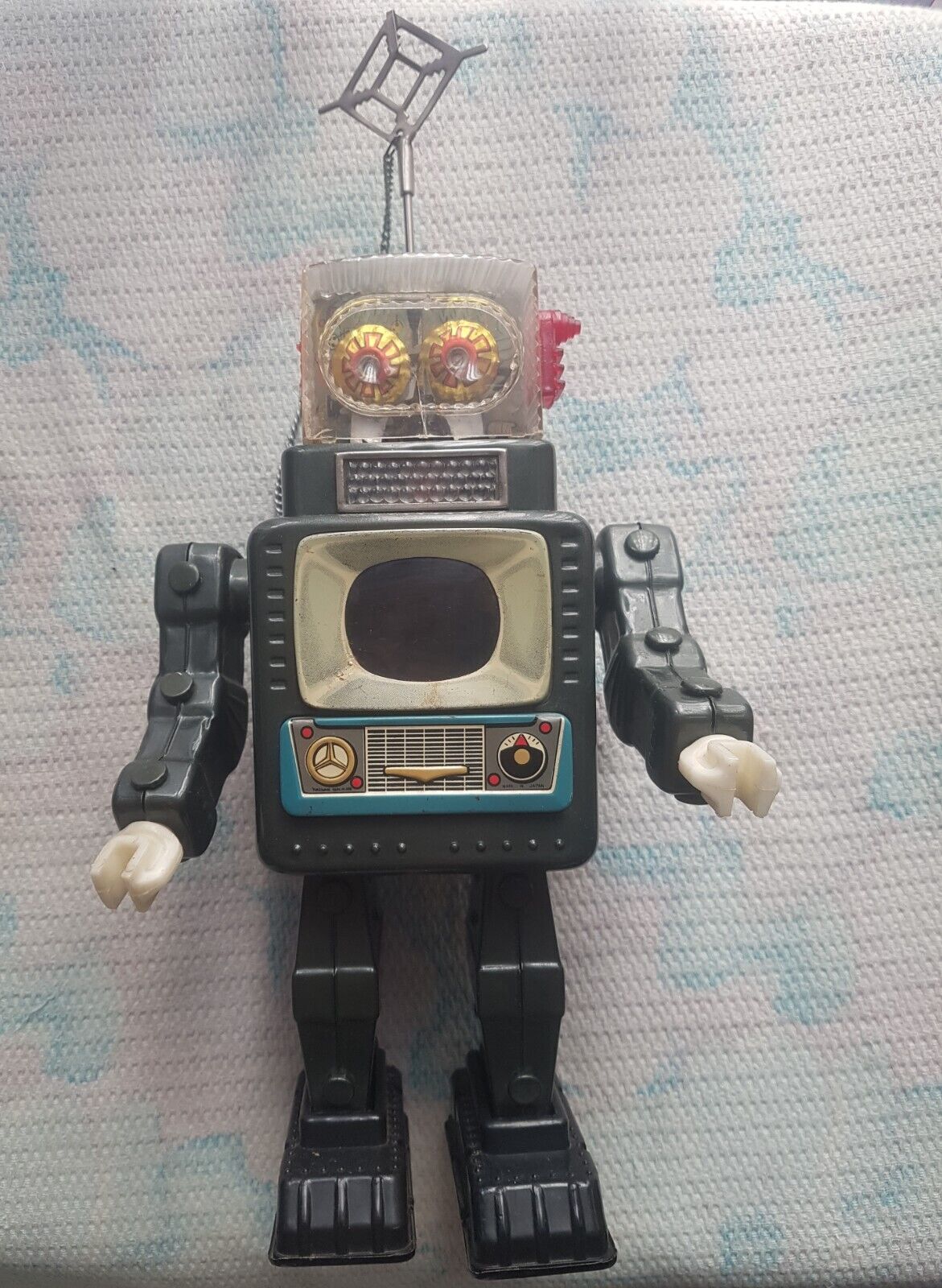 Tin toy Japan 1960 Battery Operated Alps Television Robot Tin toy Japan 1960 Battery Operated Alps Television Robot