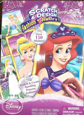 TOYS Disney Princess Scratch & Design Create Fashion + Jewelry Over 150 Stickers