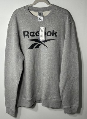 Reebok Sweatshirt Men s 2XL Gray Spellout Logo Training Casual Classic Pullover