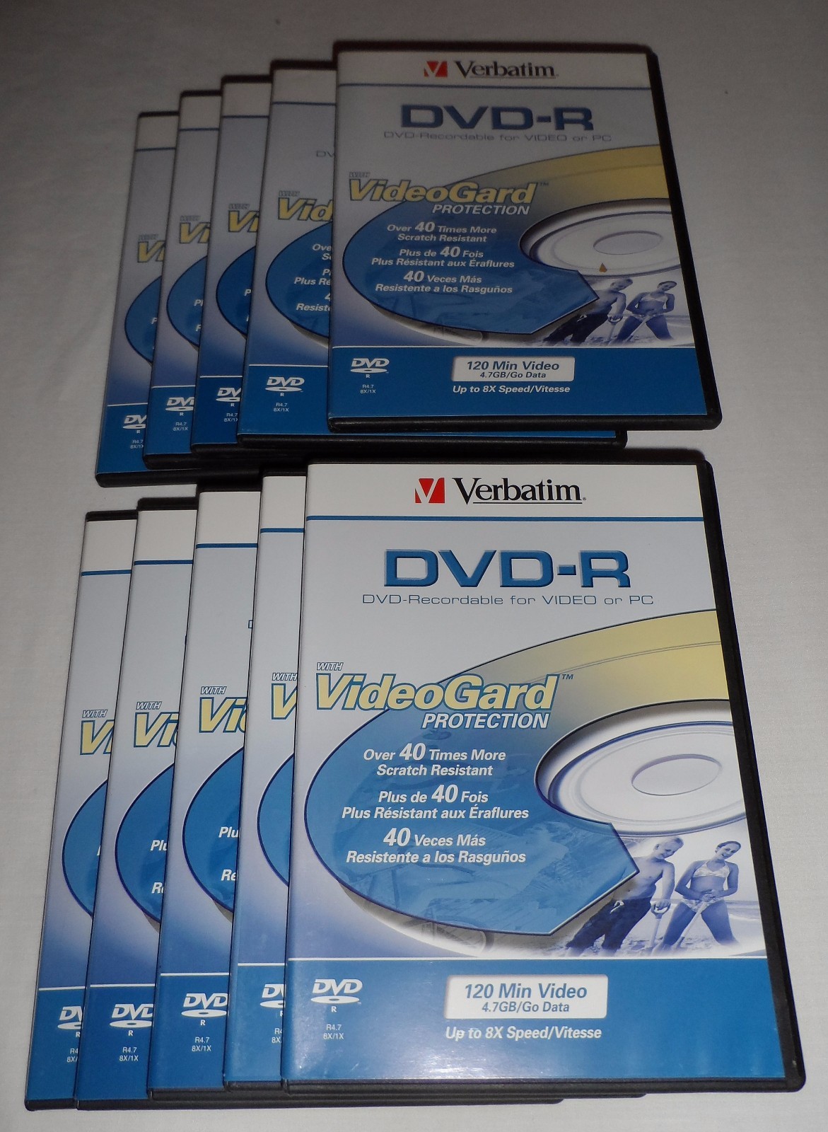 Verbatim Dvd-R 4.7gb 8x 10pk With VideoGard Protection Includes Video Cases NOS