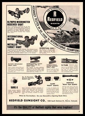 1961 Redfield Gunsight Co Denver Colorado Bear Cub Rifle Scopes Vintage Print Ad