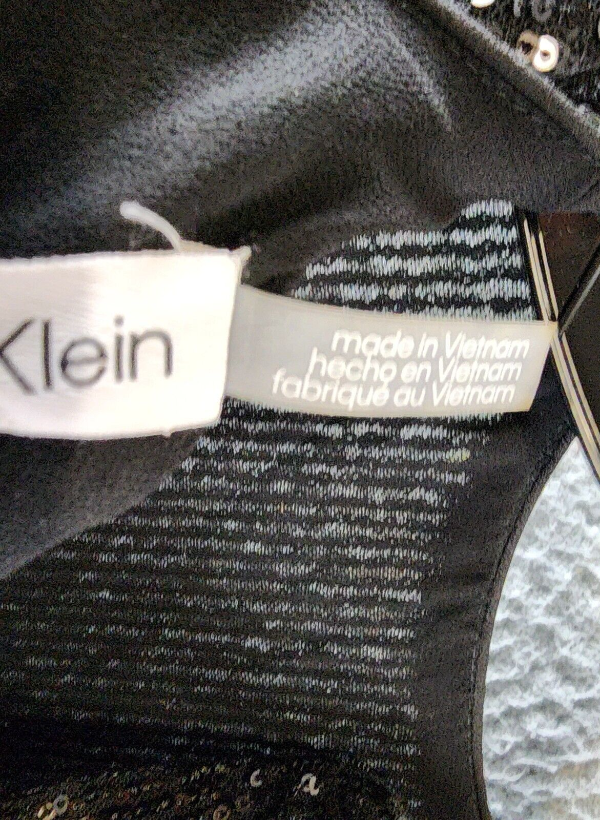 Calvin Klein Sequin Cap Sleeve Top Women's Large Black Back Zip Closure - Picture 12 of 15