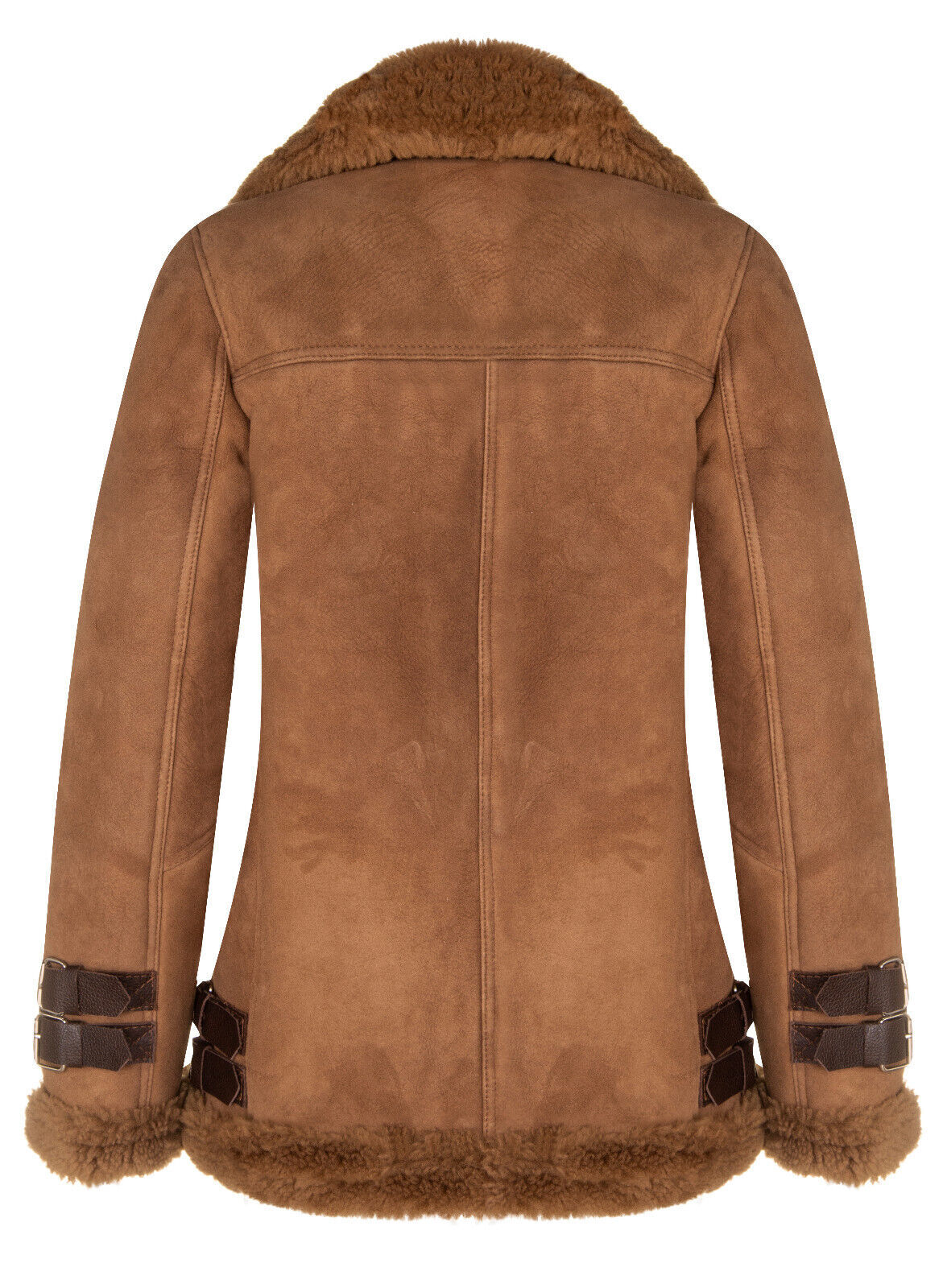 Pre-owned Infinity Leather Women's Short Brown Sheepskin Biker Jacket Merino Shearling Aviator Leather
