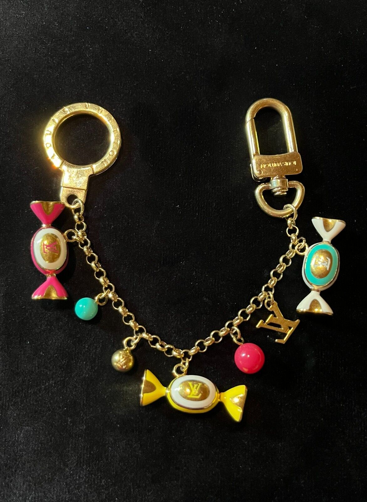 LOUIS VUITTON Key ring holder chain Bag charm AUTH Porto Cle LOUIS VUITTON Key ring holder chain Bag charm AUTH Porto Cle