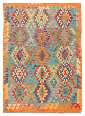 Vintage Hand Woven Flat Weave Carpet 4'10'' x 6'5'' Traditional Wool Kilim Rug