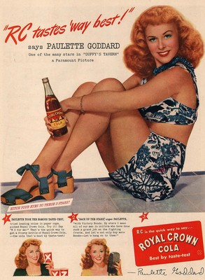 Vintage magazine ad ROYAL CROWN COLA 1945 Paulette Goddard from Duffys Tavern