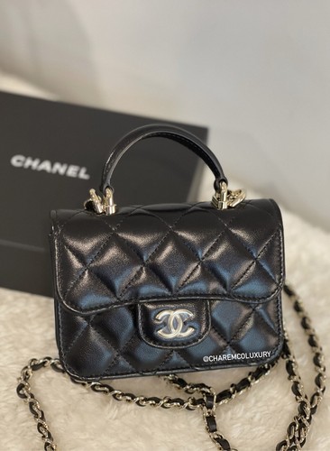 21K CHANEL Small Black Mini WOC Wallet On Chain Card Coin Flap Handle Bag 642 190 154676795097