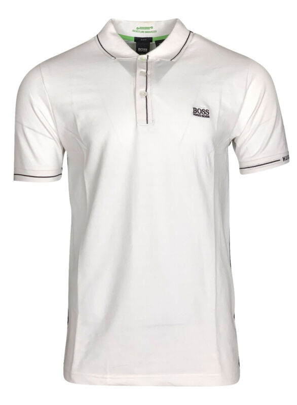 Hugo Boss Men’s Paule Moisture Manager 50277329 Slim Fit Polo T-Shirt White - L
