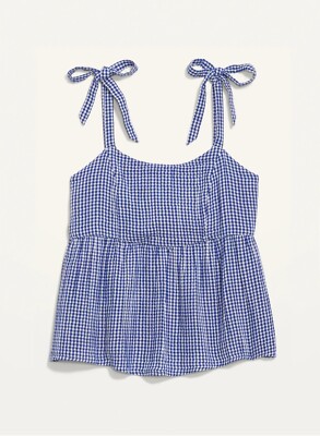 Old Navy Tie-Shoulder Smocked Gingham Cami Babydoll Swing Blouse Tank Size 4X
