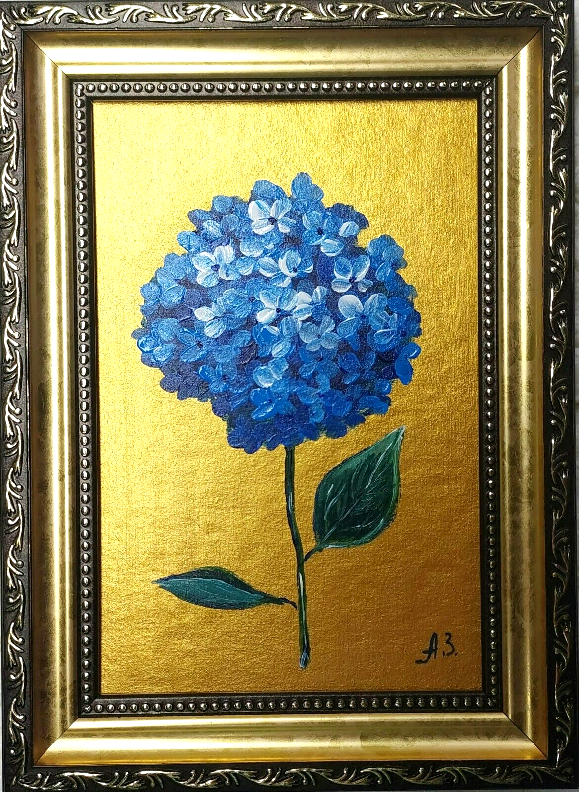 Blue Hydrangea Original Painting Flowers Artwork Bouquet