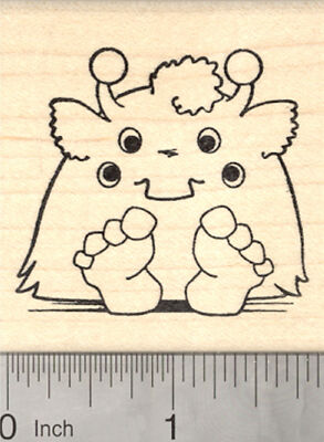Halloween Monster Rubber Stamp, Four Eyed Alien H25805 WM