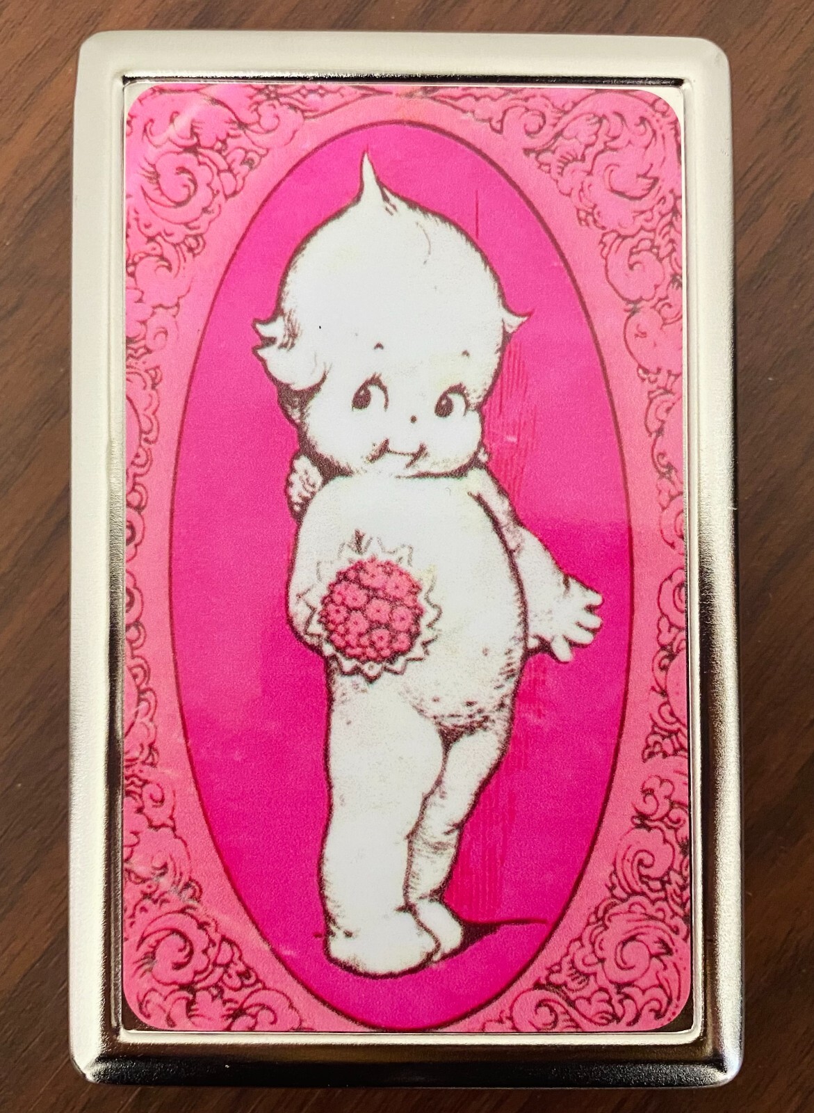 Vintage Cherub Doll Theme Metal Cigarette Case RFID Protection Wallet Valentine