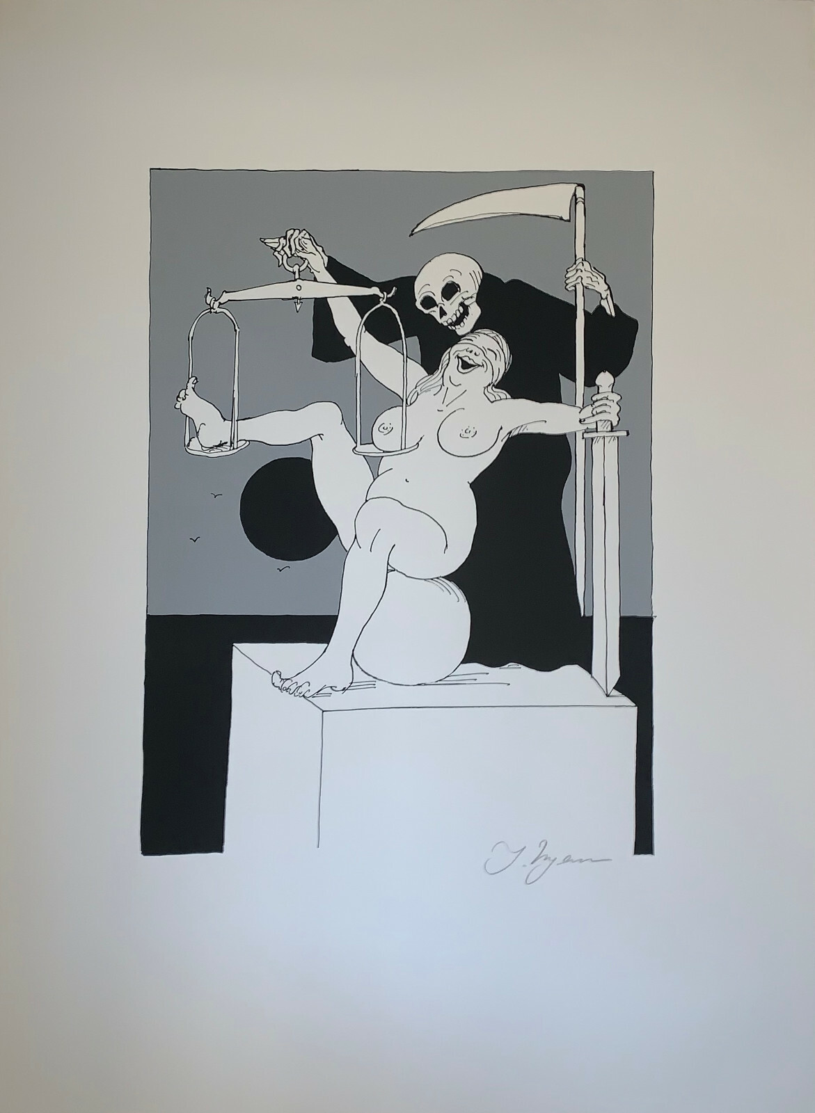 Tomi Ungerer lim. Kunstdruck - handsigniertes Original der Tomi Unger Karikatur