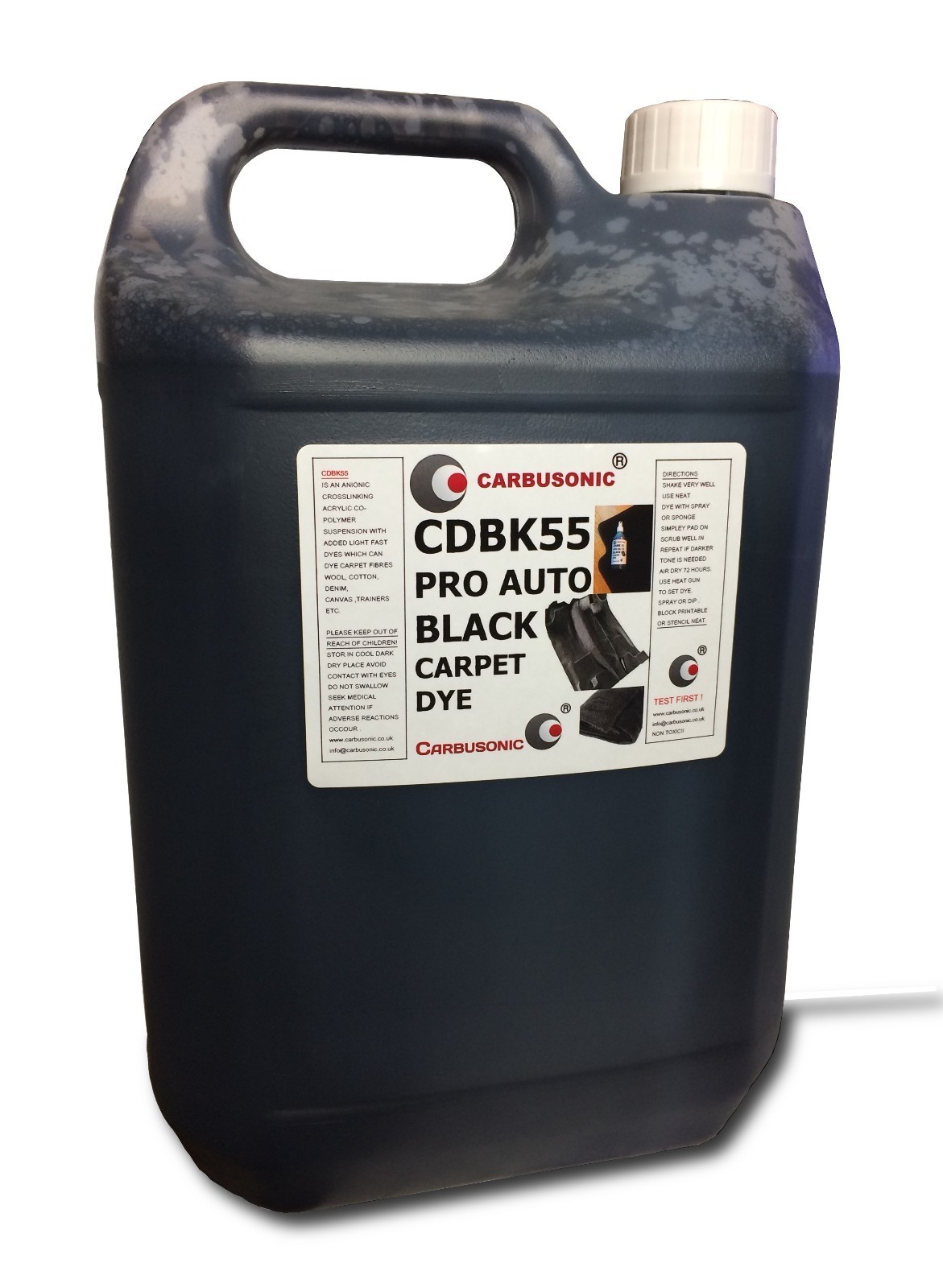 Black carpet dye - interior renovation car trim 5 Litre water based..       