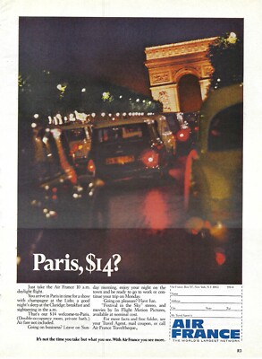 1967 Air France Paris $14 The World s Largest Network Vintage Print Ad/Poster