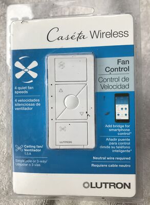 Lutron Electronics 259144 Wireless Smart Fan Speed Control - White,New,Sealed