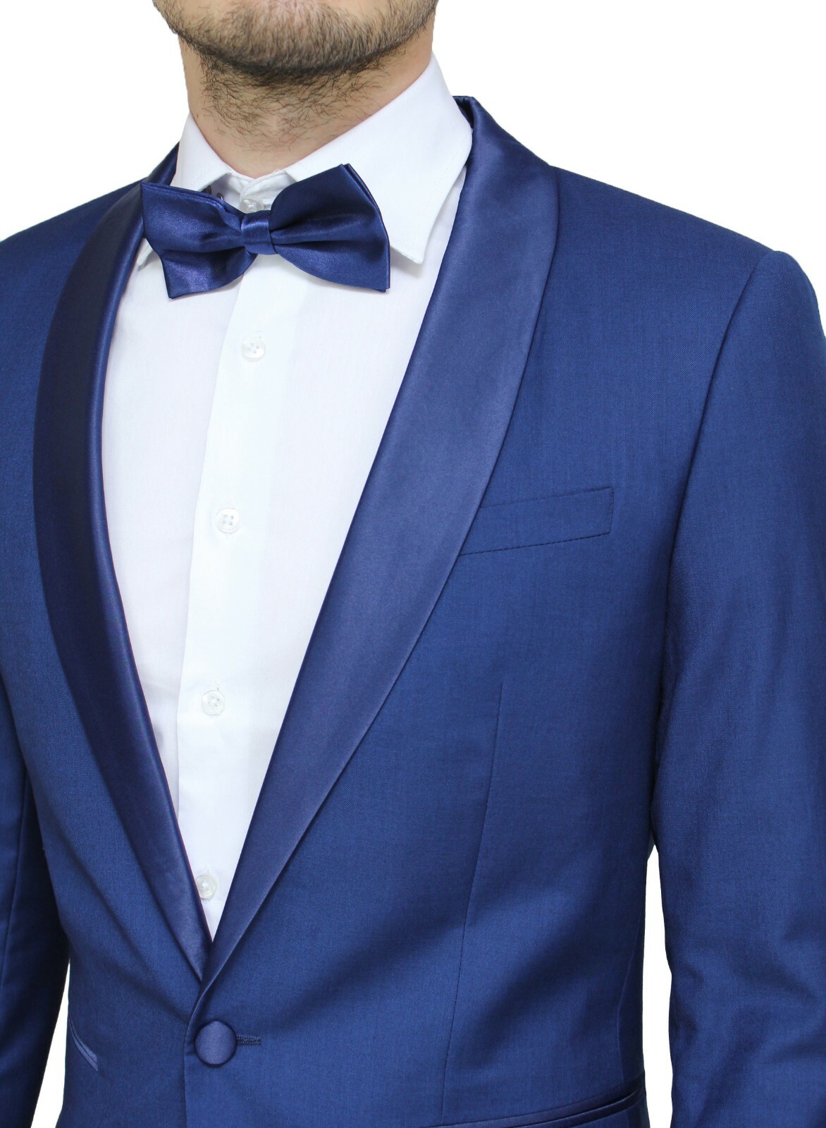 ABITO UOMO DIAMOND RASO BLU CHIARO COMPLETO SLIM FIT SMOKING ELEGANTE  CERIMONIA