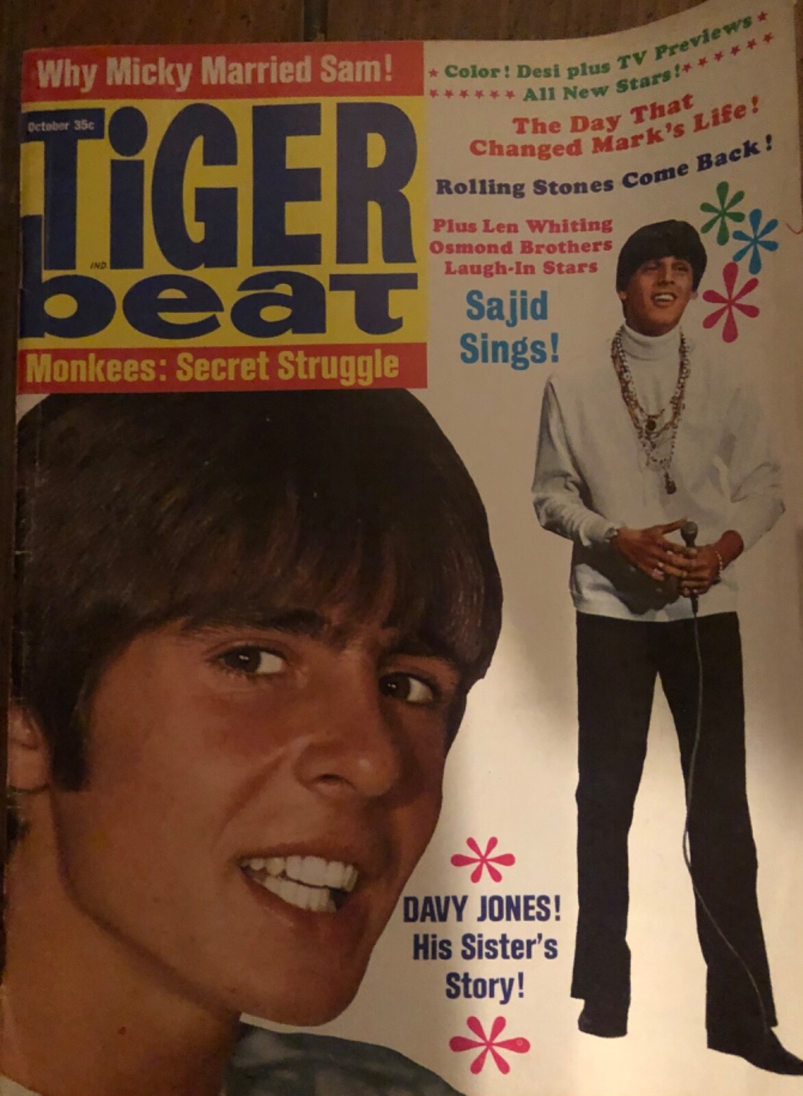 Tiger Beat Magazine October 1968 Monkees, Sajid Khan, Paul