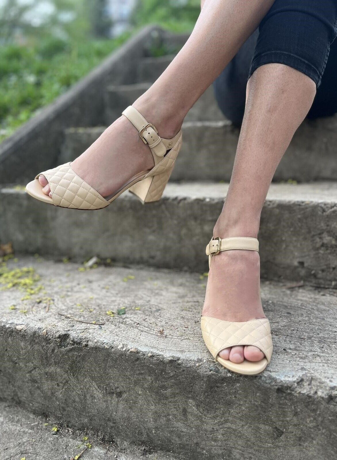 Chanel Quilted Beige Leather Sandals 2016 Interlocking CC Chanel Quilted Beige Leather Sandals 2016 Interlocking CC