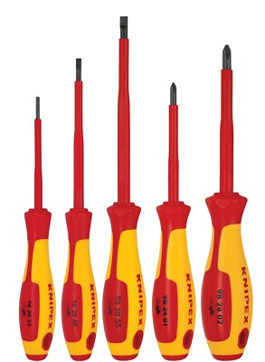 Knipex 5pc Insulated Screwdriver Set Phillips Flat Slotted 1000V 9K989832US