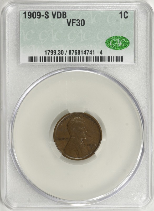 1909-S VDB Lincoln Cent - CACG VF30