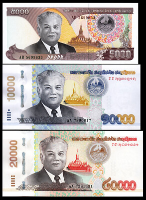 Lao Laos 3 PCS SET, 5000 10000 20000 Kip 2020, UNC,  P-New