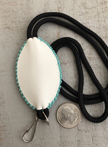 Native American Beaded Turquoise Green Horse Eye ID Badge Lanyard