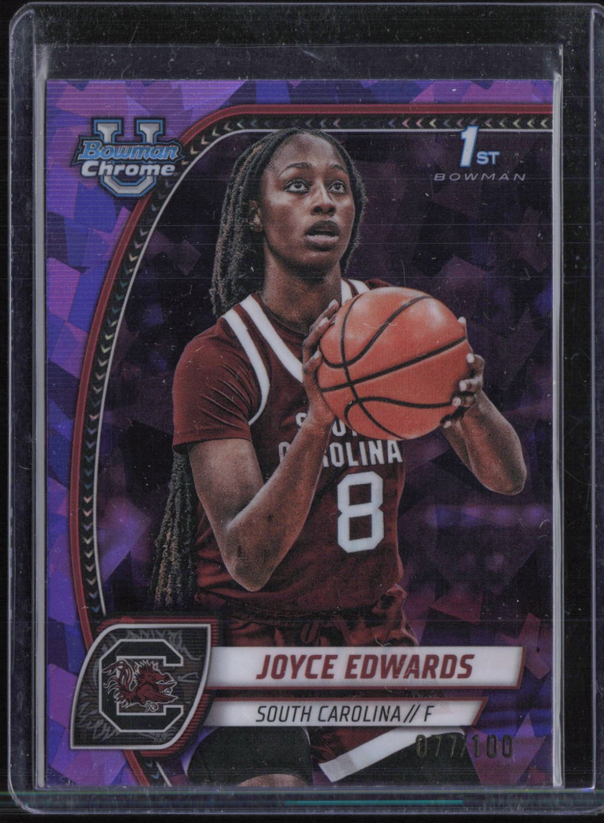 2025 Bowman Chrome U Sapphire Purple #36 Joyce Edwards 77/100 RC Rookie