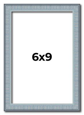 6x9 Frame Rustic Sky Blue Solid Wood Picture Frame | 0.75 Inch Moulding Width |I