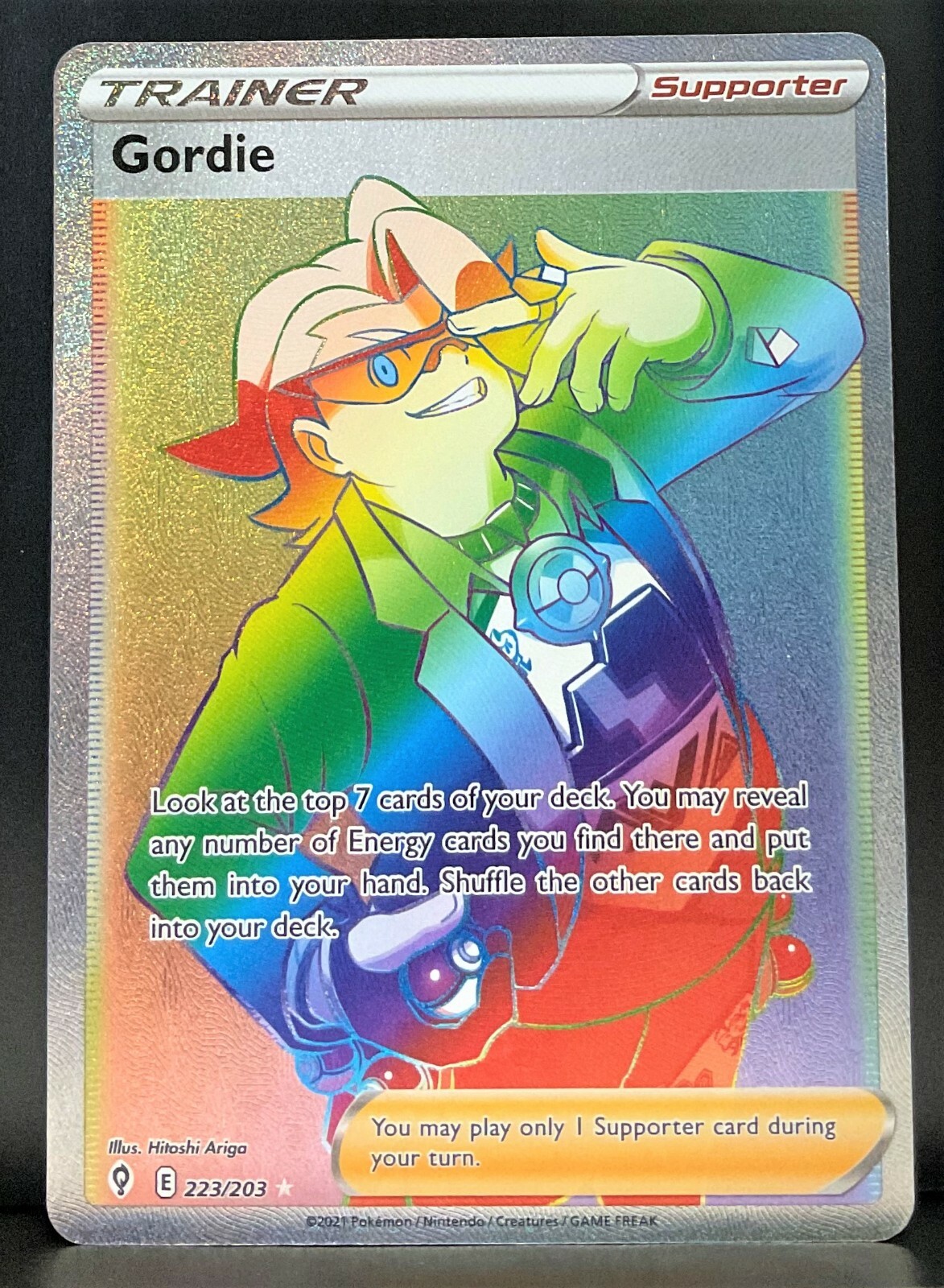 ルード・ザーナ キャラ トレジャー Pokemon Card Gordie 223/203 Trainer Rainbow Rare Evolving