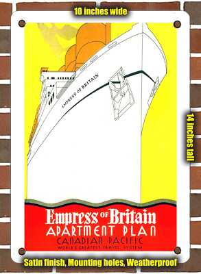 METAL SIGN - 1936 Empress of Britain Apartment Plan Canadian Pacific - 10x14''