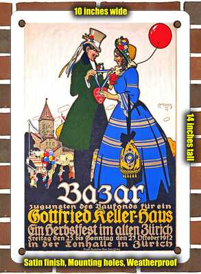 METAL SIGN - 1912 Bazar Gottfried Keller Haus Zurich - 10x14 Inches