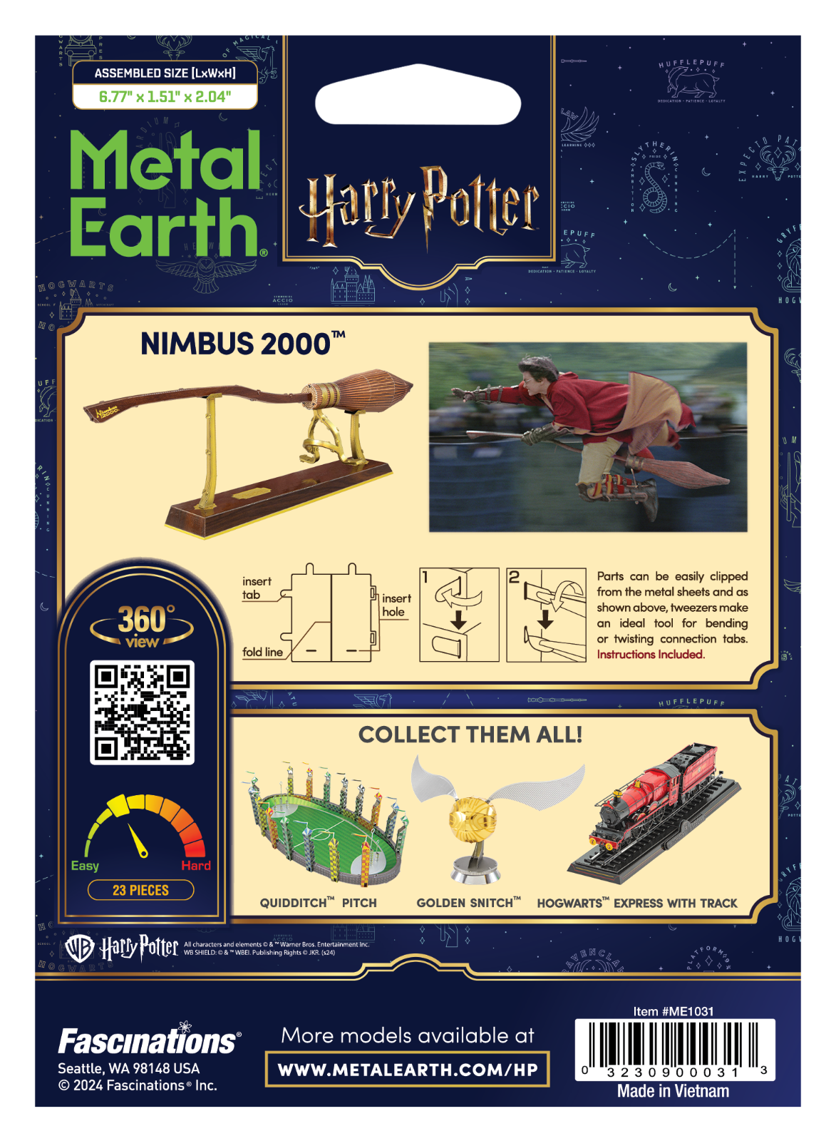 Fascinations Metal Earth Harry Potter NIMBUS 2000 Laser Cut 3D Model Kit ME1031