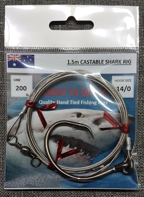 200lb Stainless Steel WireÂ 1.5m Shark Trace With Bite Zone, 14/0 Circle Hook