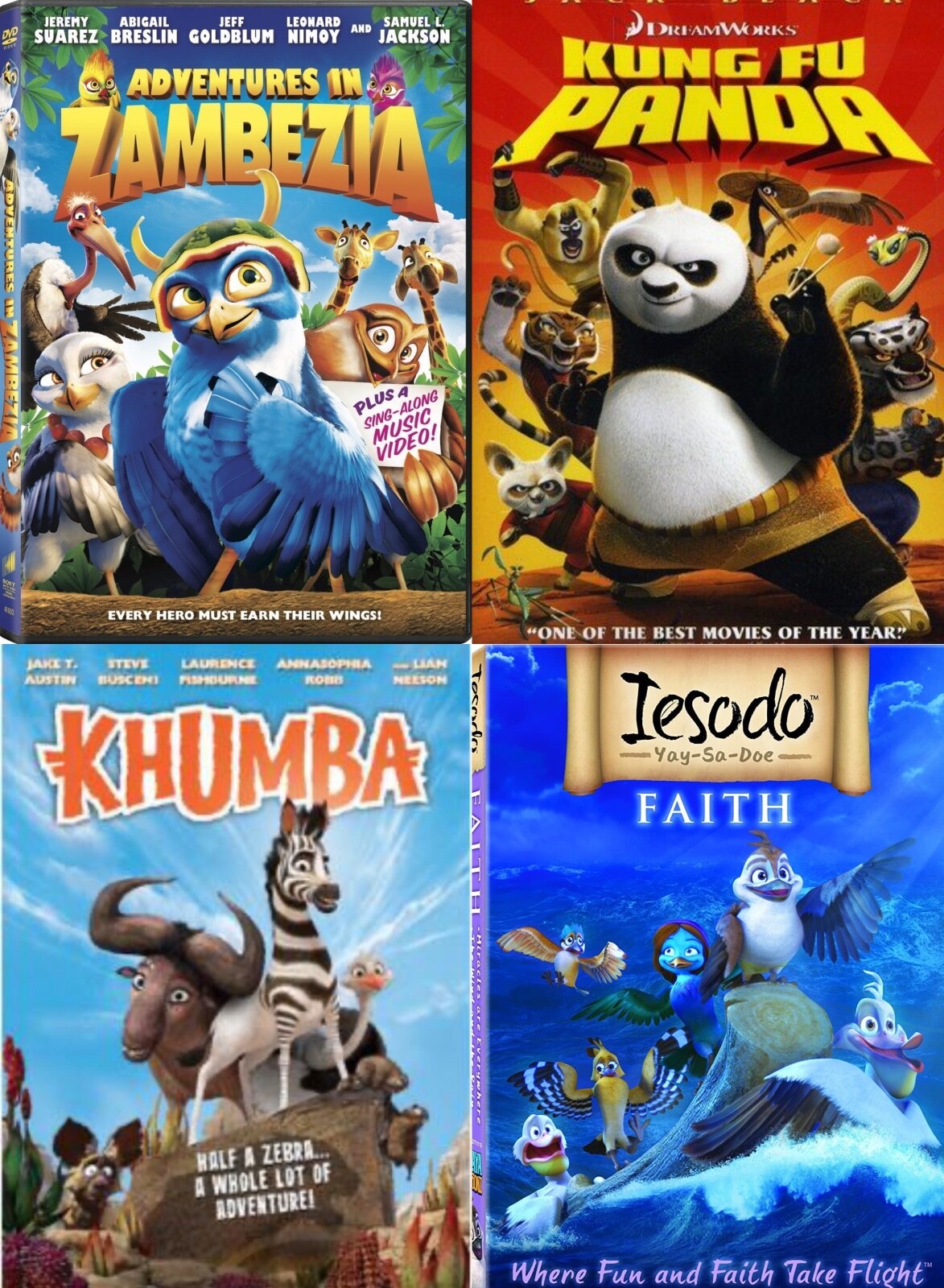 Adventures in Zambezia, Kung Fu Panda, Khumba, Iesodo 4DVD Adventures in Zambezia, Kung Fu Panda, Khumba, Iesodo 4DVD