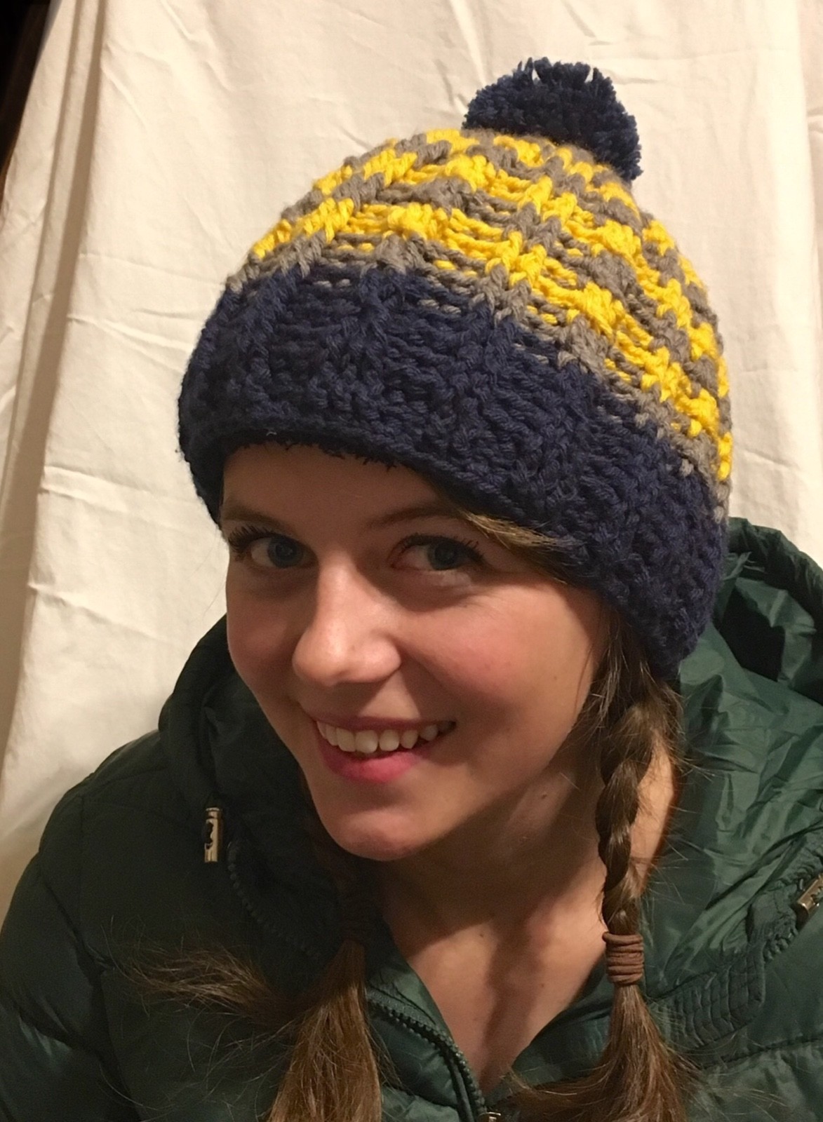 Handmade crochet hat/beanie, men’s/women’s adult small/medium with fuzzy lining!