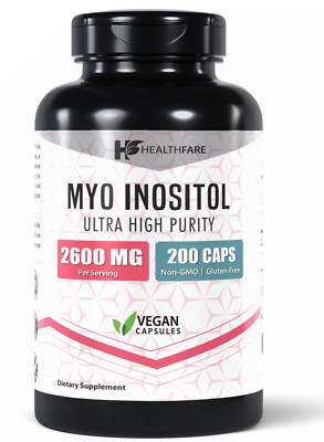 Healthfare Myo Inositol 2600mg 200 CAPS Ultra Strength PCOS Fertility Boost USA