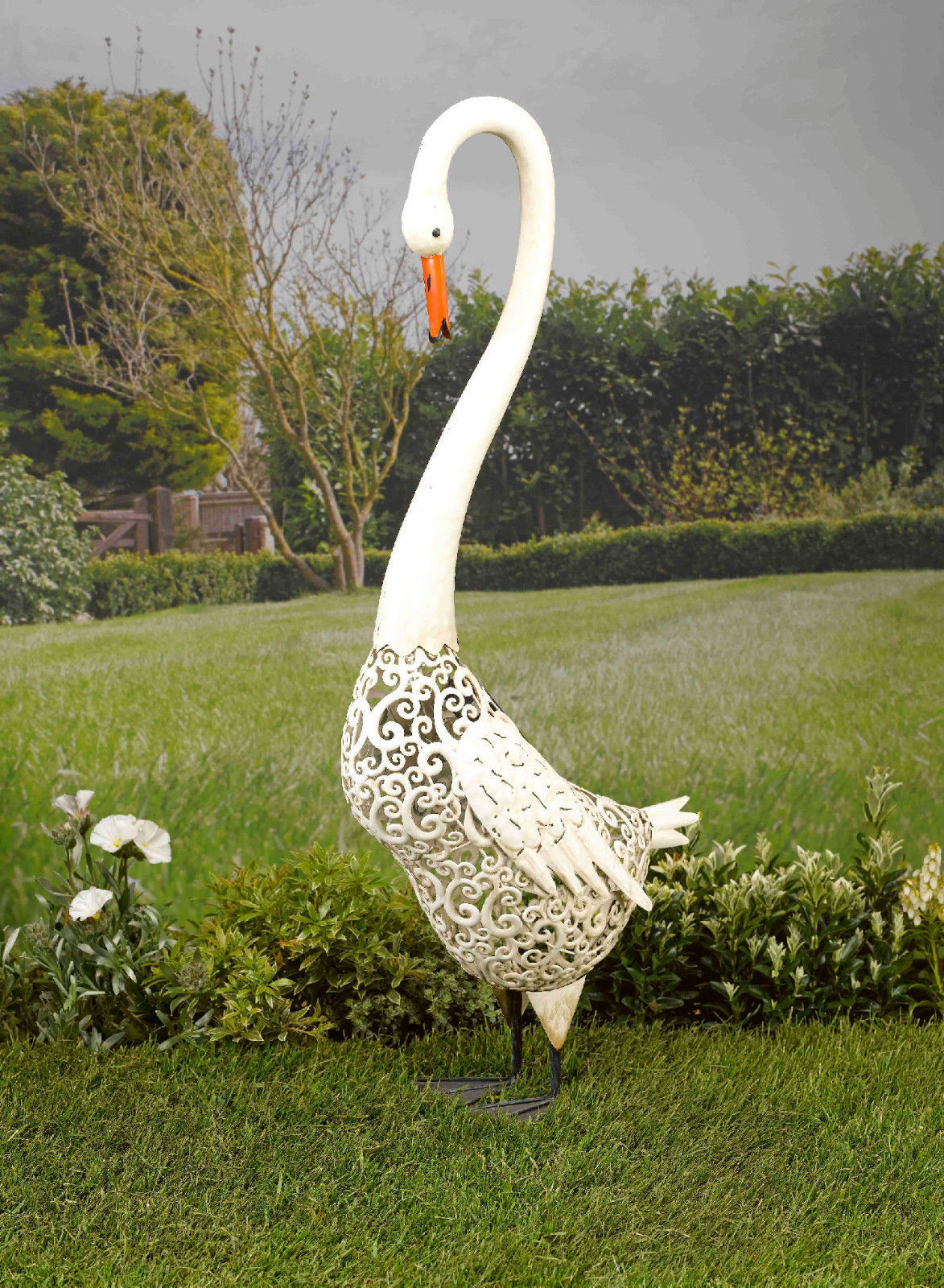 Metal Silhouette Swan Garden Patio Path Solar Lighting LED ... household wiring light 