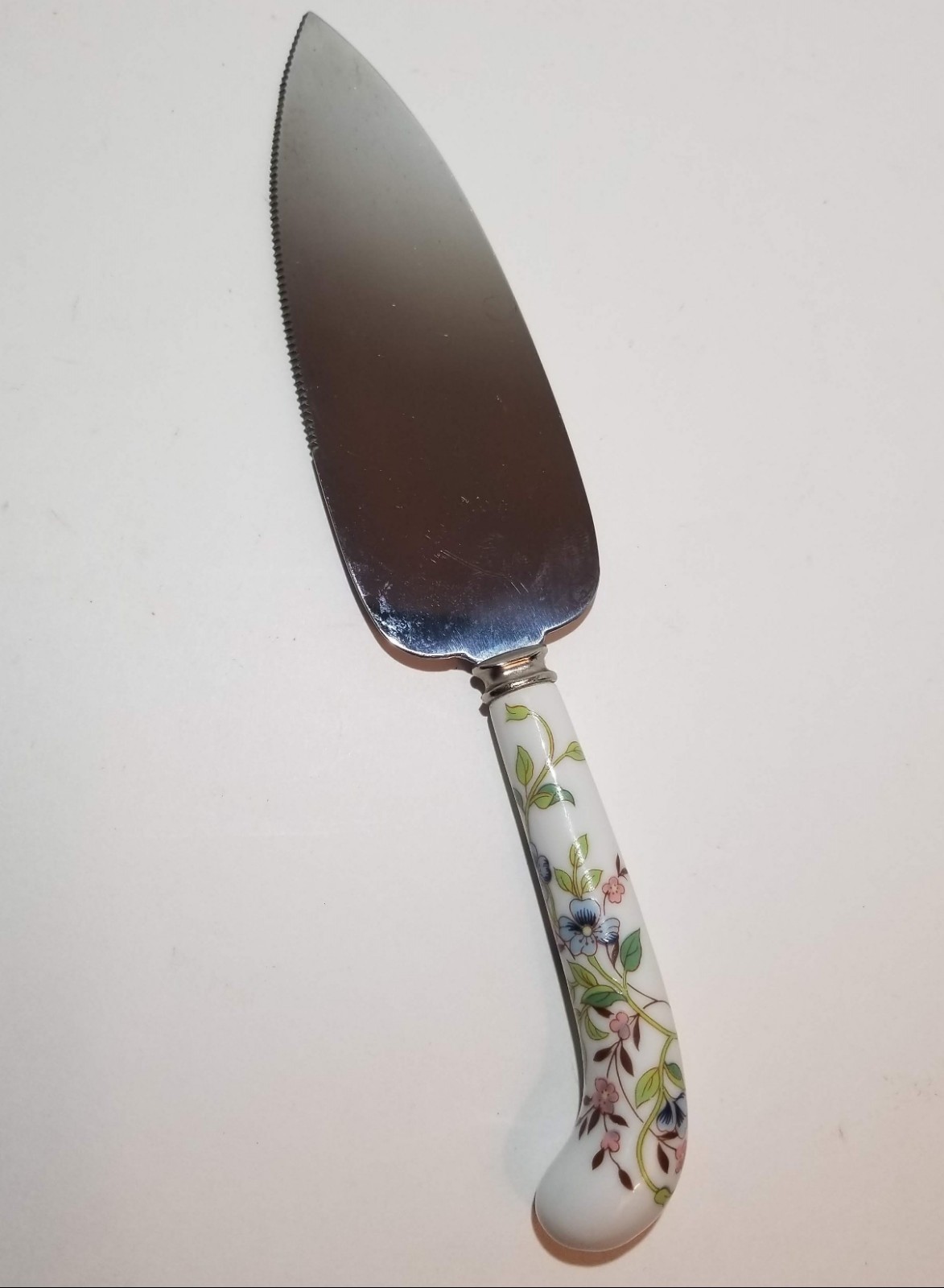 Wedding Cake Knife Stainless Blade White Porcelain Handle