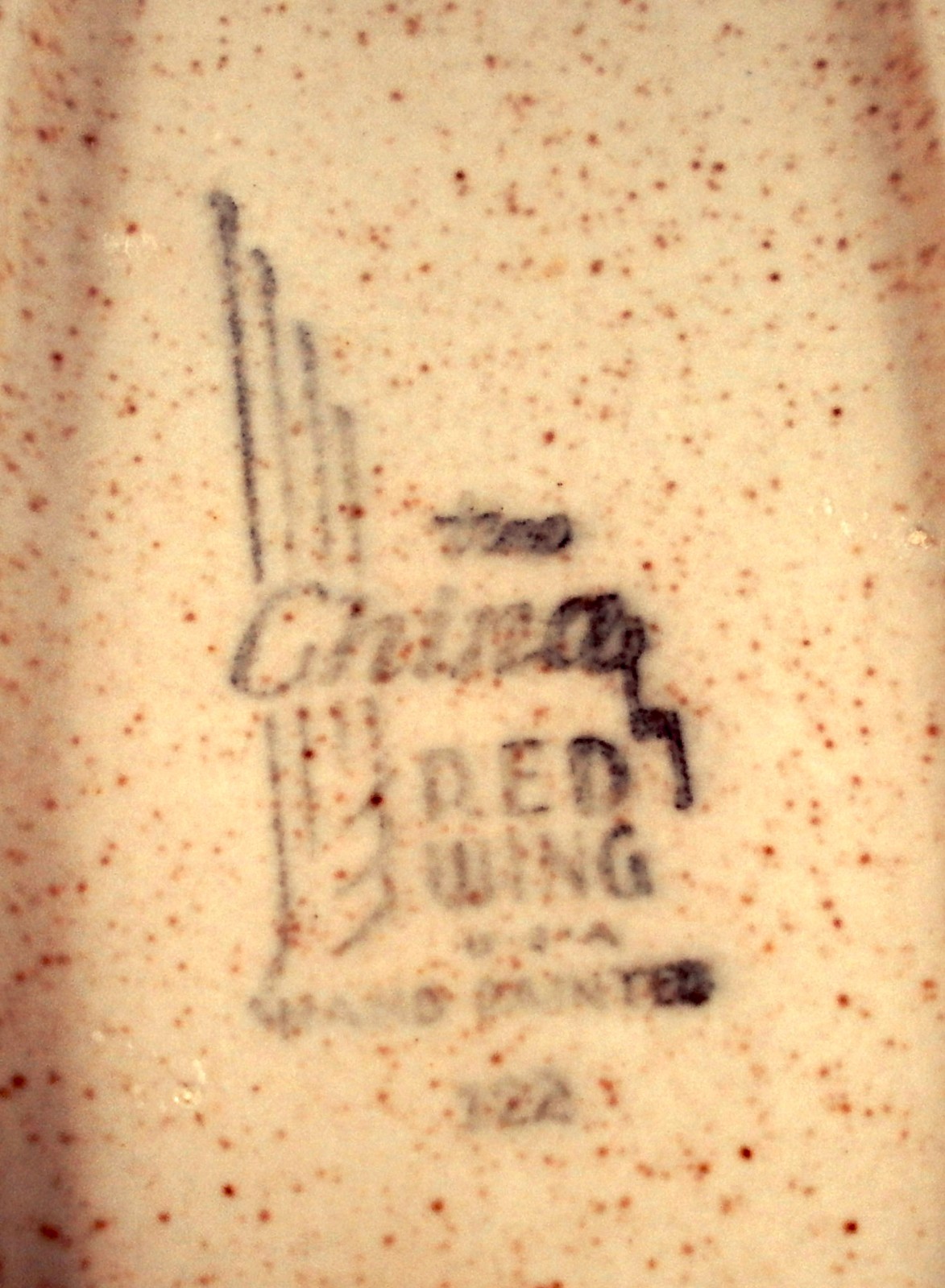 Oval Divided Serving Bowl Red Wing Lute Song Hand-Painted China AS IS