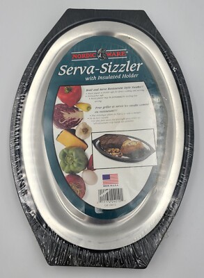 Nordic Ware ''Serva-Sizzler'' Steak Platter w/ Holder Dishwasher Safe - New