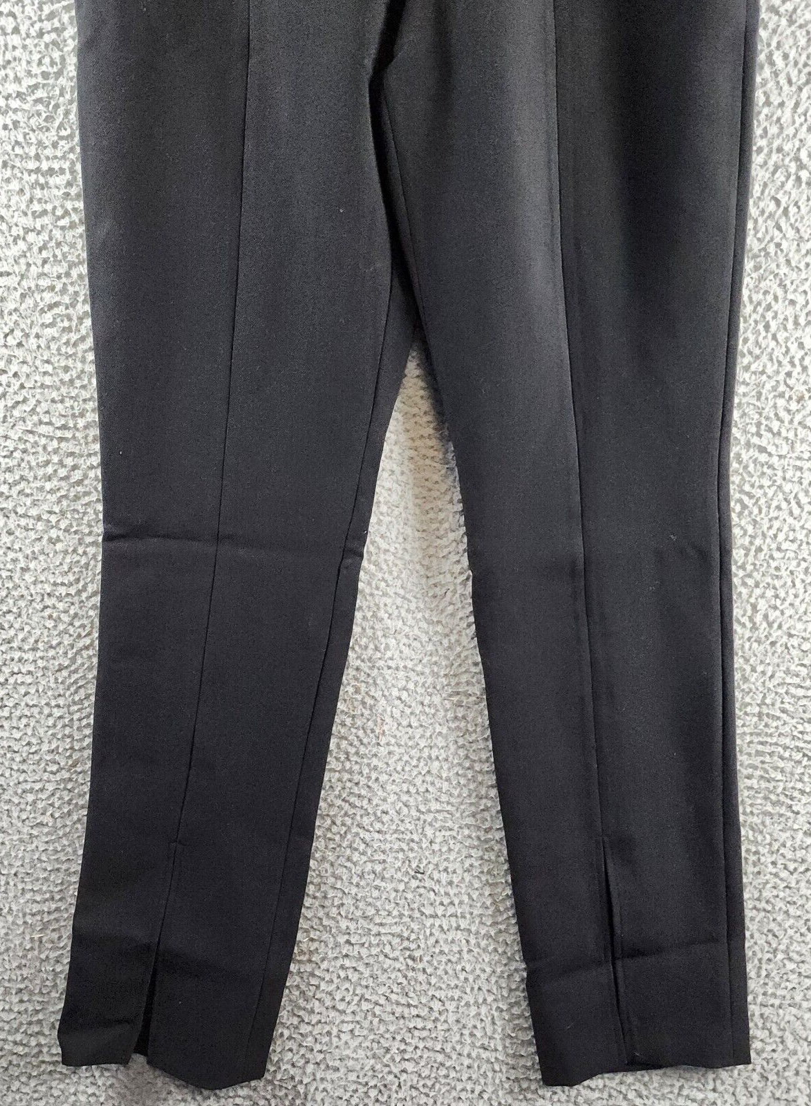 1.STATE Straight Leg Front Slit Ankle Pants Women's 8 Rich Black Pull On Style - Picture 3 of 13