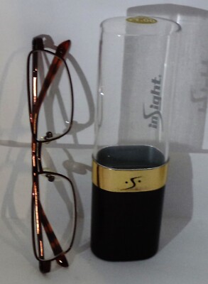 inSight Reading Glasses Stylish Ruby Metal Frames, Shut Clear Case +1.00