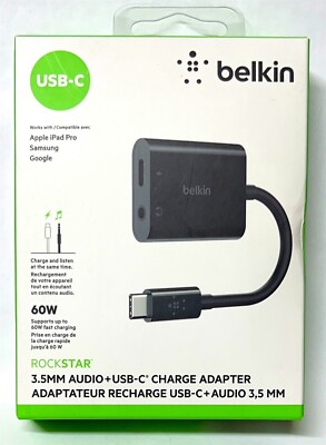 Belkin 3.5mm Audio & USB-C Adaptor USB-C Audio Adaptor for Galaxy,Pixel