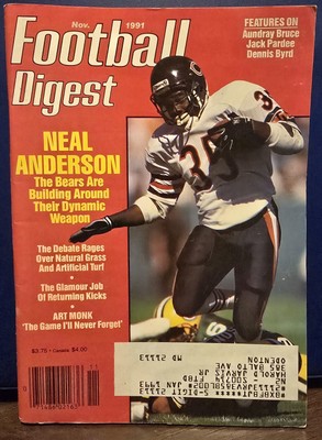 Football Digest Magazine November 1991 Neal Anderson Chicago Bears