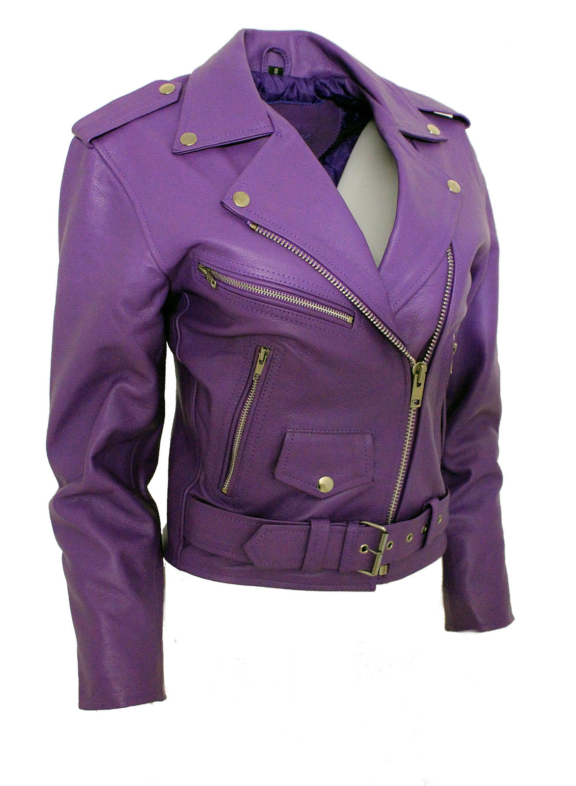 ジャケット・アウター vintage purple leather jacket Retro Women's Purple Biker Leather Jacket - Natural Jackets