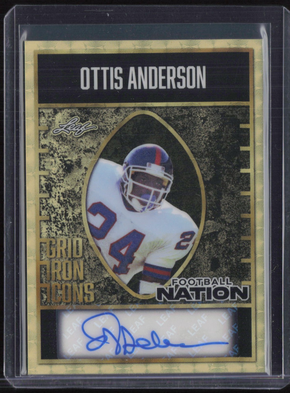 2025 Leaf Football Nation Super Prismatic Gold Ottis Anderson 1/1 Auto