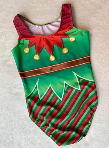 DESTIRA gymnastics Leotard CHRISTMAS ELF BODYSUIT Leo GK Sz: CXS Child X-Small￼